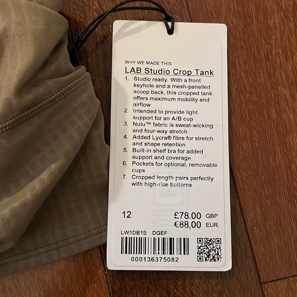 Lululemon NWT LAB Studio Crop Top - Picture 3 of 3